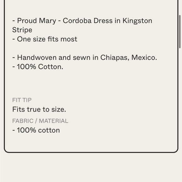 Proud Mary Cordoba Dress Kingston Stripe O/S made in Chiapas Mexico Ethically - Picture 13 of 14